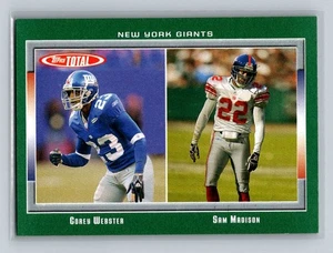 2006 Topps Total #1 Corey Webster / Sam Madison New York Giants Football Card - Picture 1 of 2