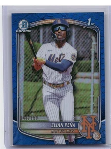 2025 Bowman Chrome Prospects rifrattori rettiliani blu #BCP155 Elian Pena /150 - Foto 1 di 2