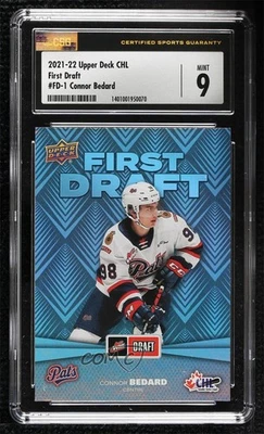 2021-22 Upper Deck CHL First Draft Connor Bedard #FD-1 CSG 9 Mint - Image 1 of 2