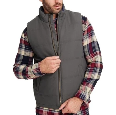 Men’s Weatherproof Solid Dark Gray Collared Puffy Sleeveless Quilted Winter Vest - Image 1 of 4