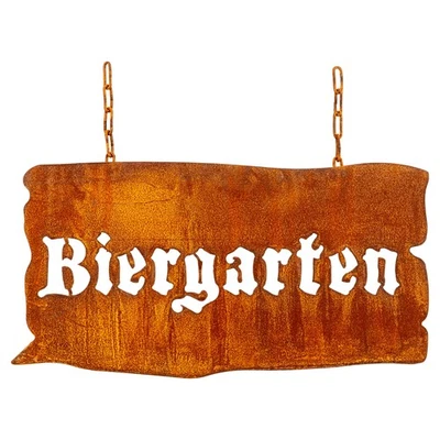 Rost Schild Biergarten Edelrost Gartenschild Metall Gartendeko Gartendekoration - Bild 1 von 2