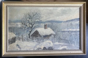 ::WINTER 1VERSCHNEITES HAUS ROMANTIKER UM 1890 BAUERNHOF ANWESEN BERGE SIGNIERT - Bild 1 von 9