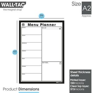 Sticky Wall Planner, Dry Wipe Meal Planner / Whiteboard Planner + Dry Erase Pens