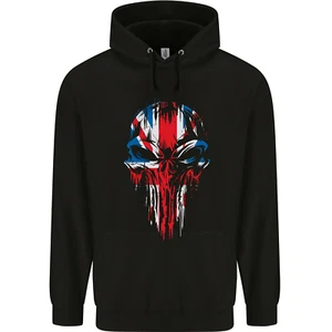 Union Jack Flag Skull Gym MMA Biker Britain Childrens Kids Hoodie - Picture 1 of 3