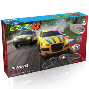 Scalextric 1:43 Flying Leap Car Race Track Complete Racing Set incl. Stunt Ramps