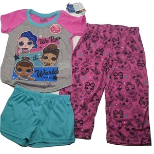 NEW LOL Surprise Doll Pajamas Set, 3 Piece Shirt Shorts Pants - Size 4 NWT - Picture 1 of 7