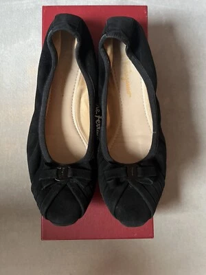 Salvatore Ferragamo My Joy Nuevo Gamuza Cuero Varina Arco Zapatos Planos 8 M Foto 1 de 4