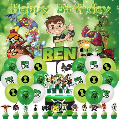 Ben 10 Party Supplies Birthday Decoration Set Balloons Cake Toppers Banner - Image 1 of 4