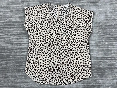 粉红色玫瑰上衣女式中号多色动物印花短袖涤纶混纺 — 第 1/4 张图片