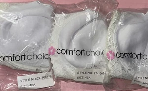 46A Bra Comfort Choice White Underwire, Adjustable, Lace Details NWT Set Of 3 - Picture 1 of 6