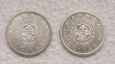 Two  1864 - 1964 Canada Silver Dollars - 3 Canadian Quebec Coins Nice condition