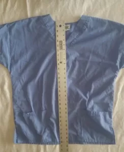 QTY 2 SIMPLY BASICS & ENCOMPASS NURSING VET TECHNICIAN SCRUB TOP BLUE LARGE - Picture 1 of 12