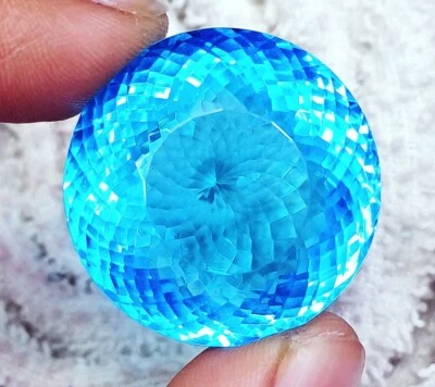Brazilian Aquamarine Round Cut 92.60+ Ct Certified Loose Gemstone With Free Gift - Image 1 of 4