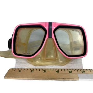 Vintage 80s Sherwood Genesis SCUBA Mask Pink and Black Silicone Snorkeling - Picture 1 of 13