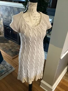 I.N.C. - Cream LADIES Size SMALL 100% Cotton Cable Knit Sweater Dress - Picture 1 of 7