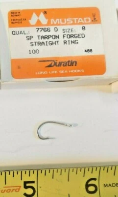 100 Mustad 7766 D size 8 Tarpon Duratin X Short Egg Fly Nymph Hooks  - Image 1 of 2