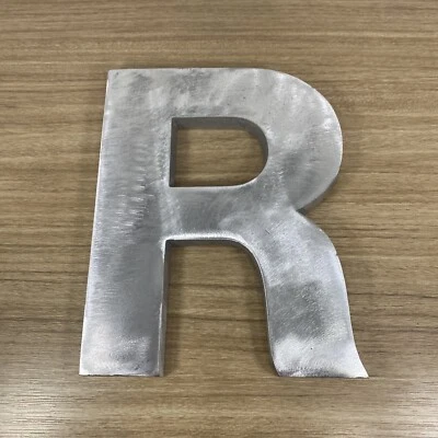 Vintage Cast Brushed Aluminum Reclaimed Letter R Initial Wall Sign - Image 1 of 4