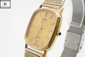 Vintage [Exc+5] SEIKO Dolce 9521-5120 Gold Tank 28mm Men's Quartz Watch JAPAN - Picture 1 of 14