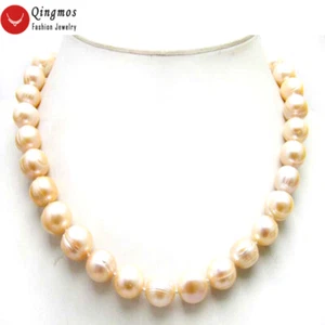10-14mm Round Natural FW Pink Pearl Necklace for Women Jewelry 17" Chokers - Picture 1 of 11