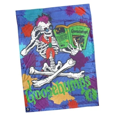 NEW Creepy Co. Goosebumps CURLY Skeleton BLANKET Throw 60x42" Horror Book 90s TV - Image 1 of 4