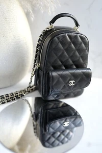 BNIB Chanel 24C Mini Backpack in Black Grained Leather with Light Gold HW - Picture 1 of 18