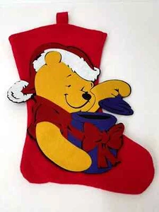 Santas Best Disney Winnie The Pooh Christmas Cookie Jar Stocking 18” 3D Red Felt - Picture 1 of 8