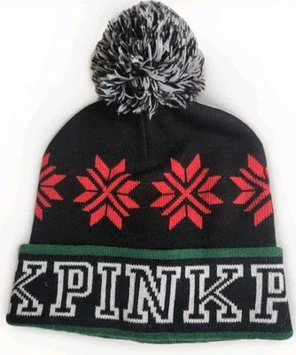 Official Victoria's Secret 粉色商品女式黑色针织帽均码 — 第 1/3 张图片