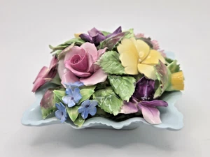 Vintage Royal Adderley Bone China England Mixed Flower Bouquet Light Green Bowl  - Bild 1 von 19