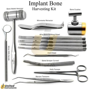 Implant Bone Harvesting Kit Dental Splitting Chisel Scraper Bone Grinder Crusher - Picture 1 of 13