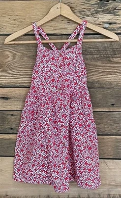 Girls Cat & Jack Girl Floral Dress Sz S 6/6X Red With Daisies - Image 1 of 4