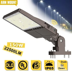 150W LED Parking Lot Shoebox Light Fixture For Road Street TennisCourt Photocell - Picture 1 of 13