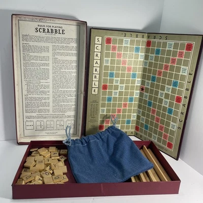 VTG Selchow & Righter Scrabble Crossword Board Game Complete With Handmade Bag - Image 1 of 4