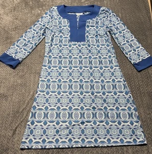 Cabana Life Road Map Cabana Dress Small UPF 50+ Tunic Blue and White Resortwear - Picture 1 of 9