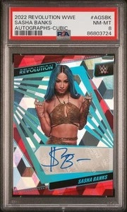 2022 Panini Revolution WWE Auto Cubic Sasha Banks /49 PSA 8 NMMT Mercedes Mone - Picture 1 of 2