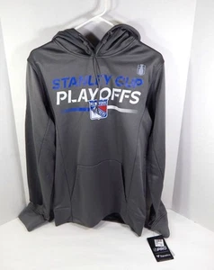 2023-24 Mens NY Rangers Fanatics Gray Playoffs Authentic Pro Hoodie Size S - Picture 1 of 7