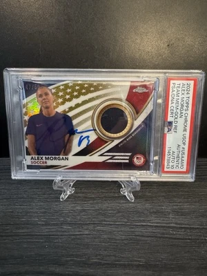 Alex Morgan Autograph 2024 Topps Chrome Card USAAMO 47/50 PSA Auto 10 USA SDWave - Image 1 of 4