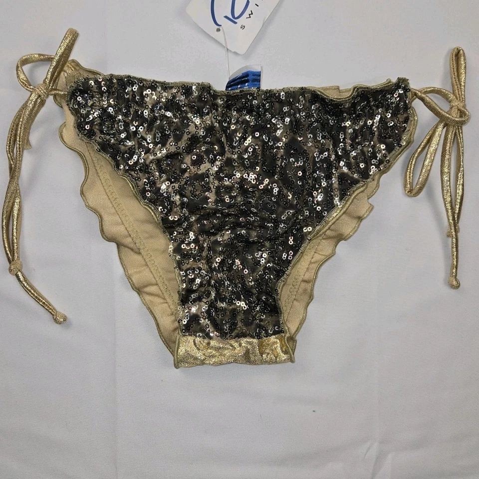 Pantalones de bikini Richie con lentejuelas de leopardo dorado - talla grande Foto 1 de 4