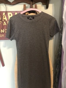 Lulus Women's Gray Knit Long Dress Cap Sleeves Stretchy Pullover size Small - Picture 1 of 6