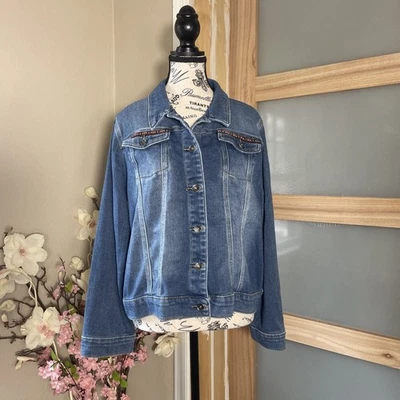 Ruff Hewn Casual Long Sleeve Button Up Denim Jacket Womens Size M Blue - Image 1 of 4