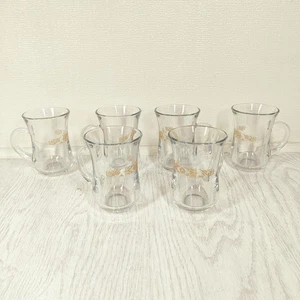 Turkish Tea Set Of 6 x 150ml Cups Clear with Gold Print - Picture 1 of 11