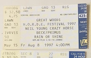 Biglietto Stub Neil Young Crazy Horse HOARDE Festival 1997, Beck Primus Great Woods - Foto 1 di 2