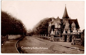 Ashford, England UK 1912 RPPC postcard, Cemetery Gates - Picture 1 of 2