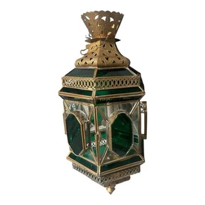 Vintage Moroccan Green Glass Lantern Lamp/chandelier Indoors, Large - Picture 1 of 19