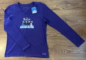 NWT Women’s Life is Good® 'The Beagles' Crusher-Lite L/S T-Shirt Large L Purple - Picture 1 of 8