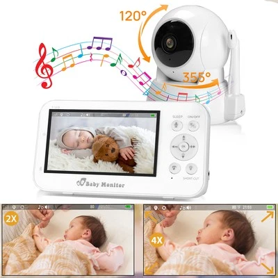 EUMATY Babyphone HD 5" Babymonitor+1080P Kamera Nachtsicht 300m 2-Weg Audio alarm temp