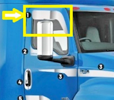 INTERNATIONAL LT SS 5" ANGLE CHOP TOP trim PAIR SET - Image 1 of 2