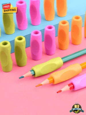 4pcs Random Color Soft Pencil Grippers – Ergonomic Writing Aid for Kids & Adults - Image 1 of 4