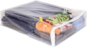 5 Pc Blanket Storage Bags Clear Zippered Vinyl Clothes Home Organization 15X18X4 - Picture 1 of 2