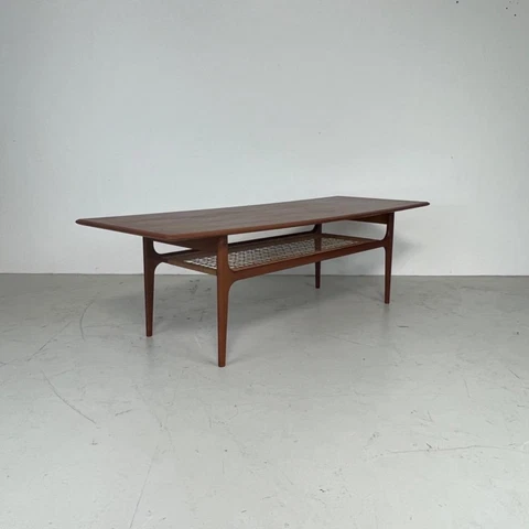 LARGE 1960s DANISH TEAK & CANE COFFEE TABLE BY TRIOH MOBLER MIDCENTURY #3645 Cover