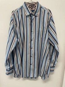 Camisa Tommy Bahama Seda Mezcla Algodón Rayas Manga Larga Botón Frontal Grande 0624 - Imagen 1 de 8